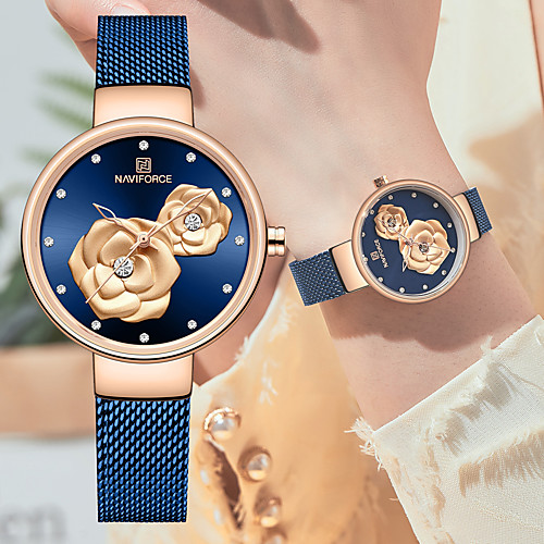 

NAVIFORCE Women's Quartz Watches Synthetic Diamond Casual Fashion Black Silver Gold Stainless Steel Japanese Quartz Gold Blue Silver Water Resistant / Waterproof New Design 30 m 1 pc Analog One Year