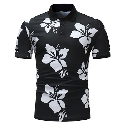 

Men's Geometric Print Polo Business Work White / Red