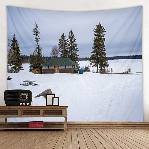 

Snow View Cottage Digital Printed Tapestry Decor Wall Art Tablecloths Bedspread Picnic Blanket Beach Throw Tapestries Colorful Bedroom Hall Dorm Living Room Hanging