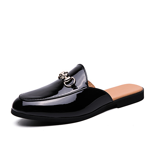

Men's Summer Daily Clogs & Mules Walking Shoes Faux Leather Breathable Wear Proof Black