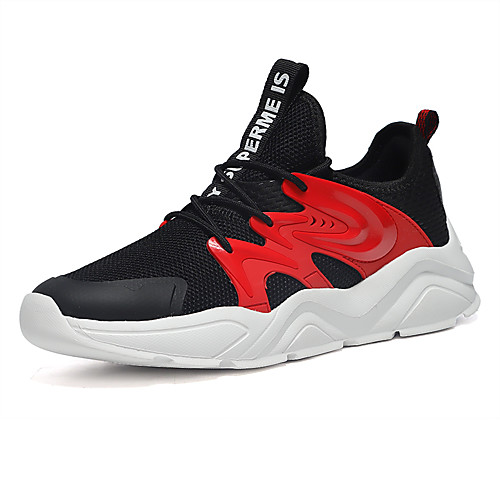 

Men's Fall Sporty / Casual Daily Outdoor Trainers / Athletic Shoes Running Shoes / Walking Shoes Mesh Breathable Non-slipping Shock Absorbing Black / Red / White / Black Color Block