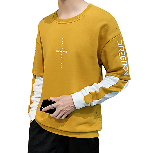

Men's Graphic Solid Colored T-shirt - Cotton Daily Weekend Round Neck White / Black / Blue / Yellow / Long Sleeve / Letter