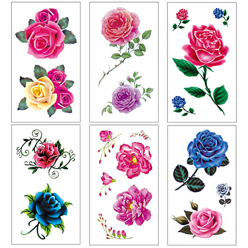 

6 pcs Temporary Tattoos Water Resistant / Waterproof / Mini Style / Safety Face / Body / Hand Water-Transfer Sticker Body Painting Colors