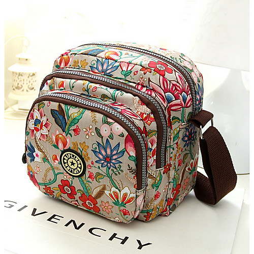 

Women's Zipper Oxford Cloth Top Handle Bag Floral Print Rainbow