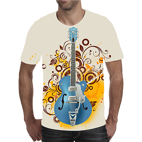 

Men's Plus Size Geometric Color Block Print T-shirt Street chic Exaggerated Holiday Going out Round Neck Rainbow / Short Sleeve