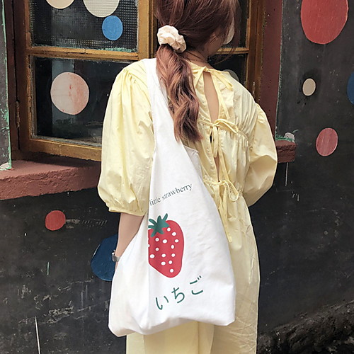 

Women's Canvas Top Handle Bag Floral Print White