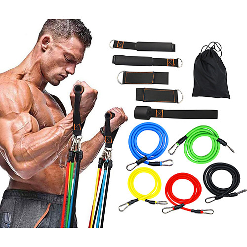 

Resistance Band Set 11 pcs Sports TPE Home Workout Gym Pilates Muscular Bodyweight Training Muscle Building Full Body Strength For Men Women