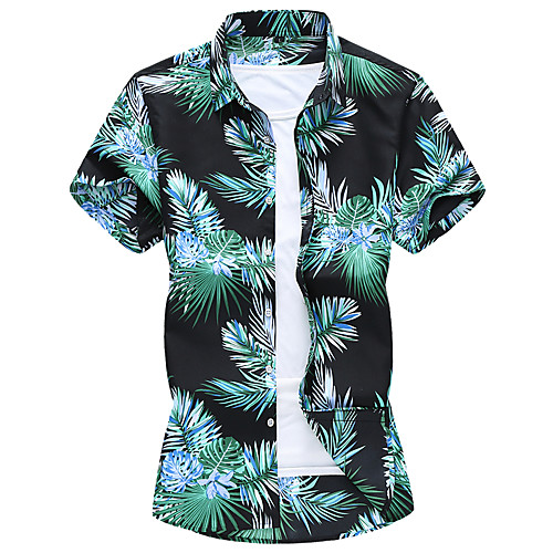 

Men's Geometric Shirt Basic Elegant Daily Classic Collar Black / Short Sleeve