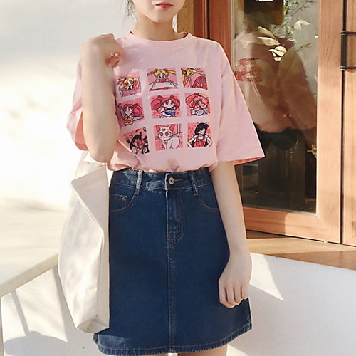 

Women's Cartoon T-shirt Daily White / Blushing Pink