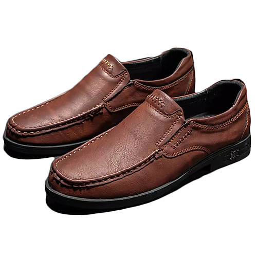 

Men's Spring & Summer Casual Daily Loafers & Slip-Ons PU Non-slipping Black / Brown