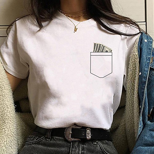 

Women's Cartoon T-shirt Daily White / Black / Red