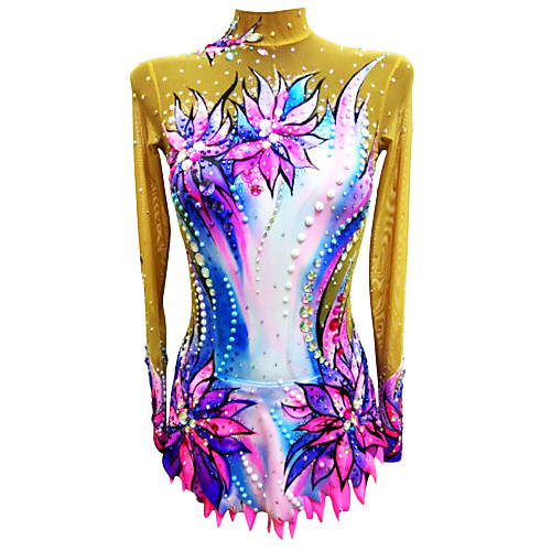 

21Grams Rhythmic Gymnastics Leotards Artistic Gymnastics Leotards Women's Girls' Kids Leotard Spandex High Elasticity Handmade Long Sleeve Competition Dance Rhythmic Gymnastics Artistic Gymnastics