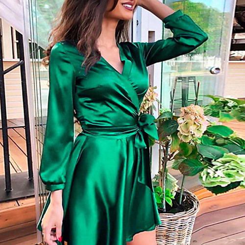 

2020 SUMMER Long Sleeve Satin Dress