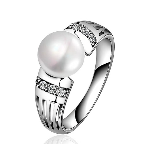 

Women's Ring Belle Ring Pearl 1pc White Copper Silver-Plated Irregular Statement Luxury Party Evening Gift Jewelry Geometrical Wearable