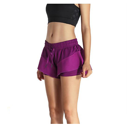 

Women's Yoga Shorts Solid Color Black Purple Pink Mesh Yoga Running Pilates Shorts Sport Activewear Comfy Breathable Comfort Quick Dry Power Flex Micro-elastic Slim