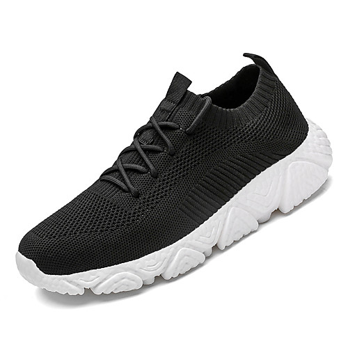 

Men's Fall Sporty / Casual Daily Outdoor Trainers / Athletic Shoes Running Shoes / Walking Shoes Tissage Volant Breathable Non-slipping Shock Absorbing Black and White / Black Color Block