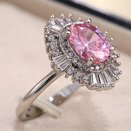 

Women's Ring Belle Ring AAA Cubic Zirconia 1pc Blushing Pink Copper Silver-Plated Irregular Statement Luxury Party Evening Gift Jewelry Geometrical Wearable