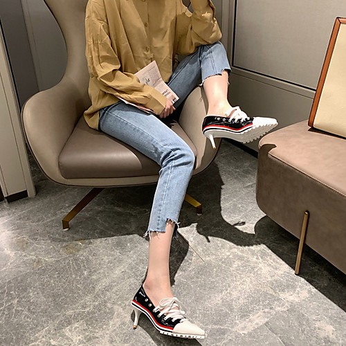 

Women's Heels Spring / Summer Stiletto Heel Pointed Toe Daily PU White / Black