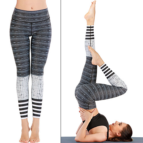 

Women's High Waist Yoga Pants Print Black Running Fitness Gym Workout Tights Leggings Sport Activewear Quick Dry Butt Lift Tummy Control Stretchy Skinny