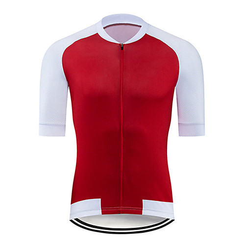

21Grams Men's Short Sleeve Cycling Jersey Polyester Red / White Blue / White Patchwork Bike Jersey Top Mountain Bike MTB Road Bike Cycling UV Resistant Breathable Quick Dry Sports Clothing Apparel