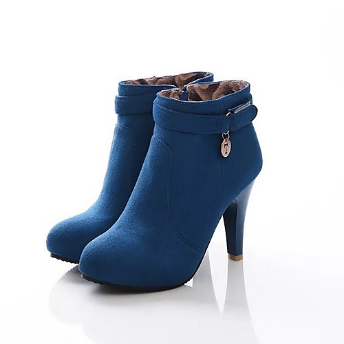 

Women's Heels Winter Stiletto Heel Round Toe Daily PU Black / Red / Blue