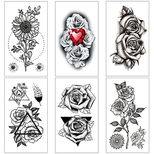 

6 pcs Temporary Tattoos Water Resistant / Waterproof / Mini Style / Safety Face / Body / Hand Water-Transfer Sticker Body Painting Colors