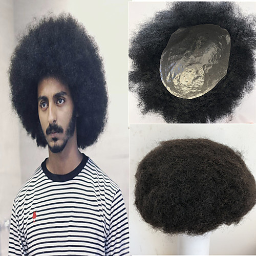 

Men's Human Hair Toupees Curly Best Quality / New / Hot Sale / Natural Hairline