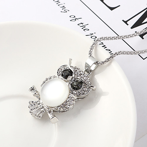 

Women's White Cat's Eye Necklace Retro Owl Vintage Chrome White Black Gold Silver 42 cm Necklace Jewelry 1pc For Party Evening Street Festival