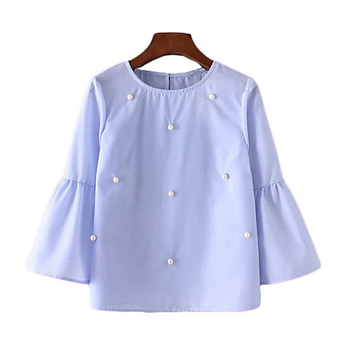 

Women's Solid Colored Shirt Daily Going out White / Blue / Blushing Pink / Green / Navy Blue