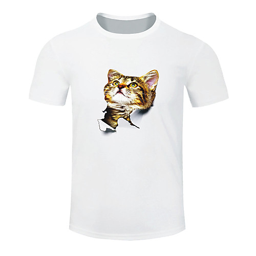 

Men's Short Sleeve Running Shirt Tee Tshirt Top Cotton Breathable Moisture Wicking Soft Gym Workout Running Walking Jogging Sportswear Cat Plus Size White Black Purple Burgundy Green Royal Blue