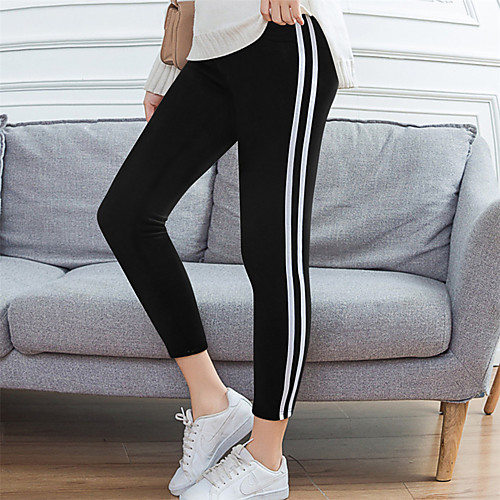 

Women's High Rise Yoga Pants Stripes Black Royal Blue Running Fitness Gym Workout Bottoms Sport Activewear Breathable Quick Dry Moisture Wicking Butt Lift Tummy Control Stretchy
