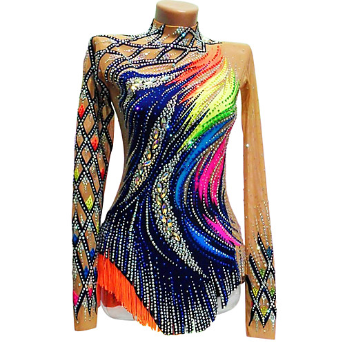 

21Grams Rhythmic Gymnastics Leotards Artistic Gymnastics Leotards Women's Girls' Kids Leotard Spandex High Elasticity Handmade Long Sleeve Competition Dance Rhythmic Gymnastics Artistic Gymnastics