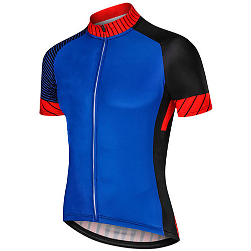 

21Grams Men's Short Sleeve Cycling Jersey Polyester RedBlue Patchwork Bike Jersey Top Mountain Bike MTB Road Bike Cycling UV Resistant Breathable Quick Dry Sports Clothing Apparel / Stretchy