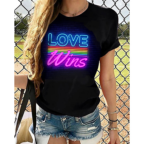 

Women's Tops Graphic 3D Print T-shirt - Print Round Neck Basic Daily Spring Summer Rainbow XS S M L XL 2XL 3XL 4XL 5XL 6XL