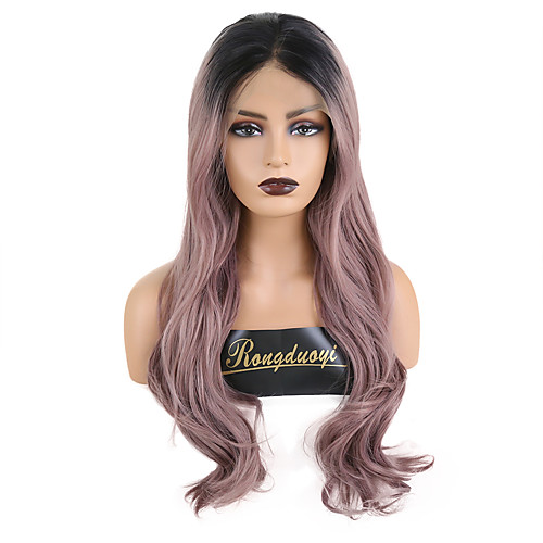 

Synthetic Lace Front Wig Wavy Middle Part Lace Front Wig Ombre Long Pink Synthetic Hair 18-26 inch Women's Cosplay Soft Party Purple Ombre
