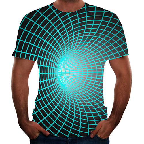 

Men's Plus Size Color Block 3D T-shirt Basic Going out Weekend Round Neck Rainbow / Short Sleeve / Animal