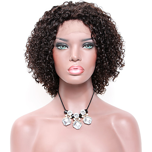 

Remy Human Hair Lace Front Wig Free Part style Indian Hair Curly Black Wig 130% Density with Baby Hair Natural Best Quality African American Wig Women's Short Human Hair Lace Wig Premierwigs