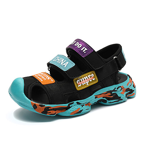 

Boys' Comfort Microfiber Sandals Flat Sandals Little Kids(4-7ys) / Big Kids(7years ) Black / Blue Summer / Fall / 3D / Slogan