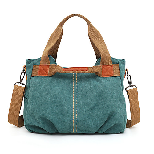 

Women's Zipper Canvas Top Handle Bag Solid Color Black / Blue / Khaki