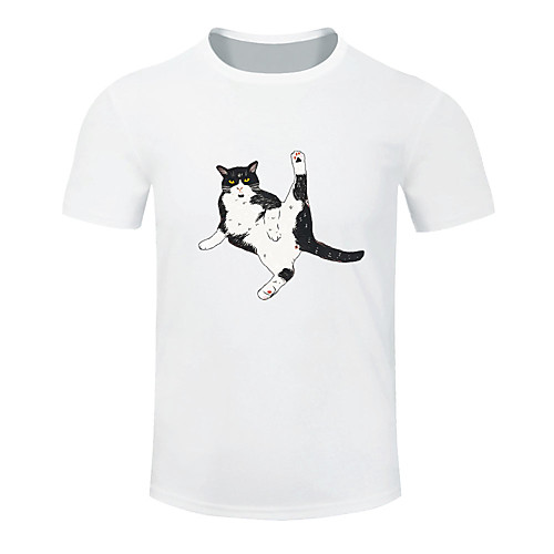 

Men's Short Sleeve Running Shirt Tee Tshirt Top Cotton Breathable Moisture Wicking Soft Gym Workout Running Walking Jogging Sportswear Cat Plus Size White Black Burgundy Royal Blue Beige Gray