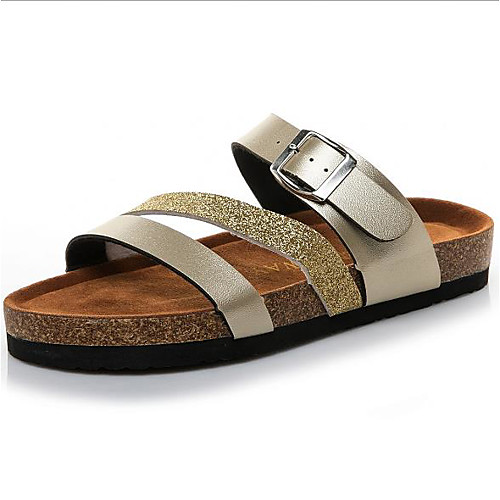 

Women's Sandals Flat Sandal Summer Flat Heel Open Toe Daily PU Gold / Silver