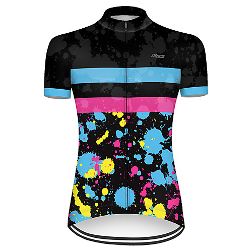 

21Grams Women's Short Sleeve Cycling Jersey Polyester Black / Blue Tie Dye Gradient Bike Jersey Top Mountain Bike MTB Road Bike Cycling Breathable Quick Dry Ultraviolet Resistant Sports Clothing