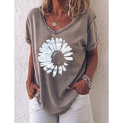 

Women's Geometric T-shirt Daily Gray