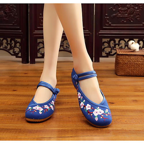

Women's Heels Spring & Fall Hidden Heel Round Toe Home Canvas White / Black / Red