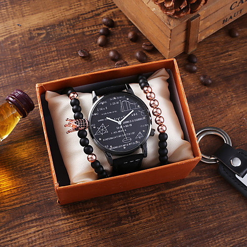 

Men's Sport Watch Quartz PU Leather Black / White Chronograph Creative New Design Analog Casual Fashion - White Black