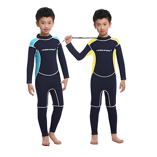 

Boys' Full Wetsuit 2.5mm SCR Neoprene Diving Suit Long Sleeve Back Zip Knee Pads Solid Colored Autumn / Fall Spring Summer / High Elasticity / Kids