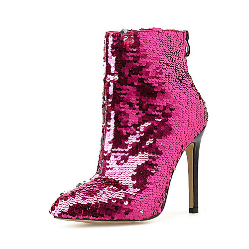 

Women's Boots Fall & Winter Stiletto Heel Pointed Toe Daily PU Mid-Calf Boots Fuchsia