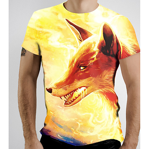 

Men's Graphic Animal T-shirt Basic Elegant Daily Going out Yellow