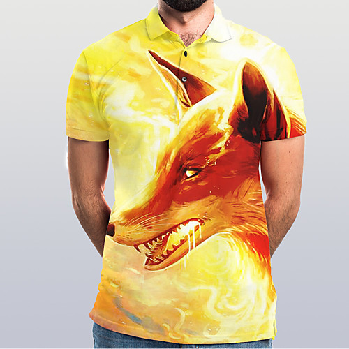 

Men's Graphic Animal Polo Basic Elegant Daily Going out Yellow