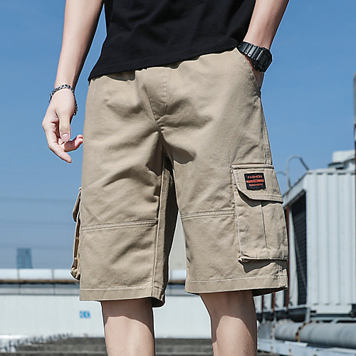 

Men's Sporty Street chic Daily Weekend Slim Cotton Shorts Tactical Cargo Pants - Camouflage Solid Colored Classic Sporty Outdoor Summer Fall Black Army Green Orange US38 / UK38 / EU46 / US40 / UK40